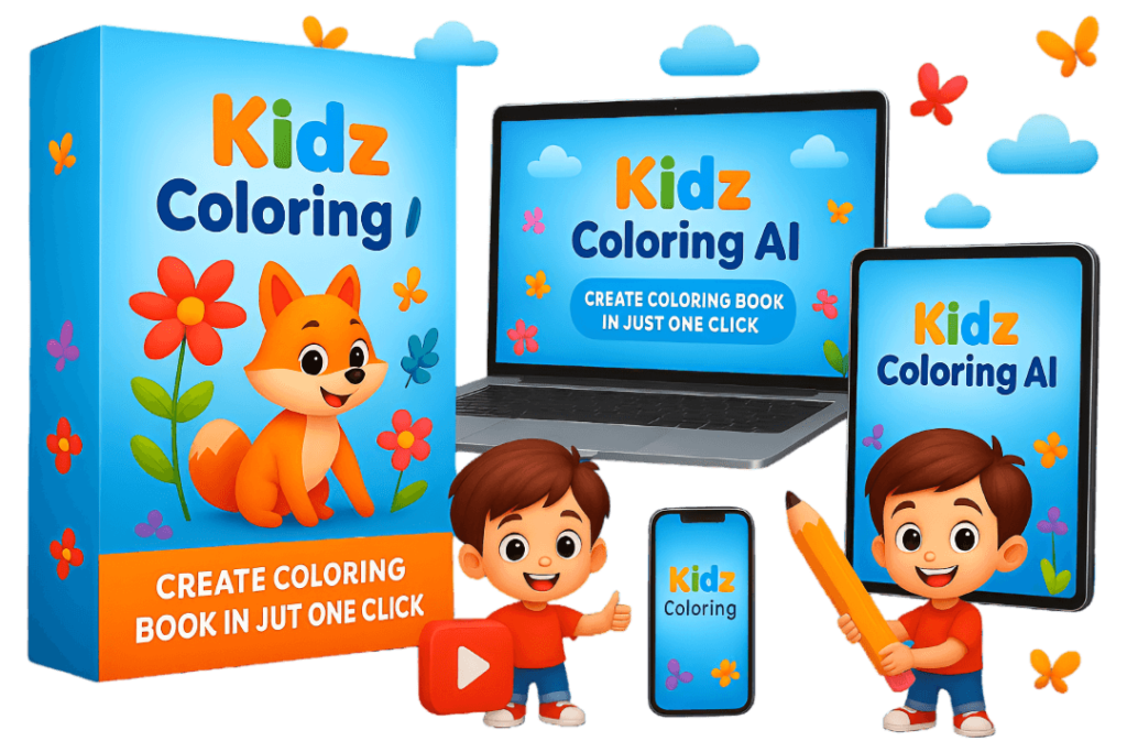 Kidz Coloring AI features unlimited AI kids coloring page generator
