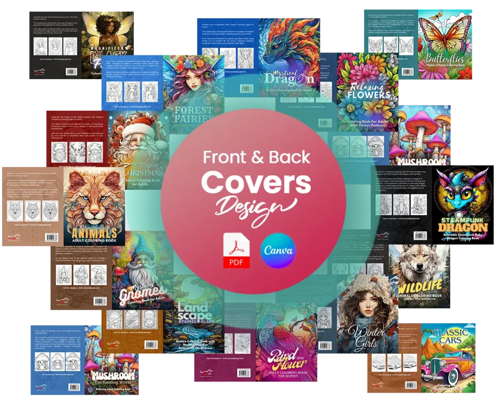 Adult and teen coloring book designs in a printable DFY bundle