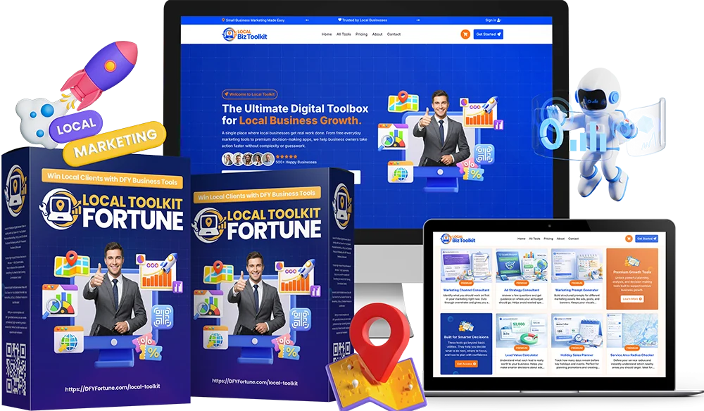 “Professional review banner for Local Toolkit Fortune, showing business tools and a clean workspace.”