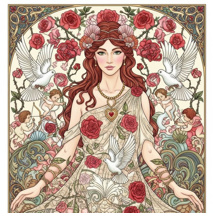 Ancient Greek gods coloring illustration line art