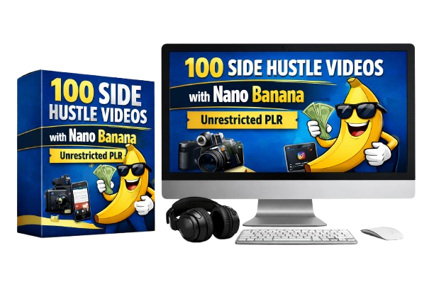 100 Side Hustle Videos with Nano Banana digital video bundle preview for online business education