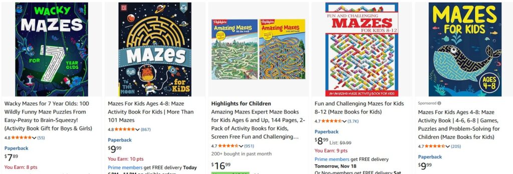 "Brain challenge maze puzzle book for improving focus and problem-solving skills"