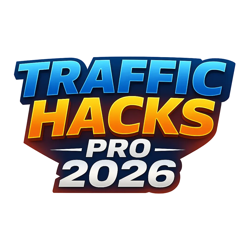 A blogger testing Traffic Hacks Pro 2026 and analyzing website traffic results on a laptop screen.